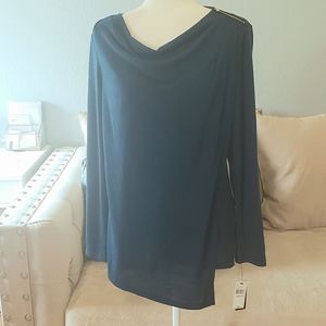 Teal Knit Draped Top